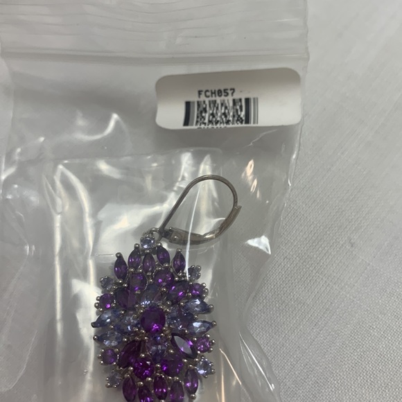 NWT JTV 3.51CTW MIXED SHAPE AFRICAN AMETHYST & 1.94CTW TANZANITE DANGLE EARRINGS - Picture 6 of 6